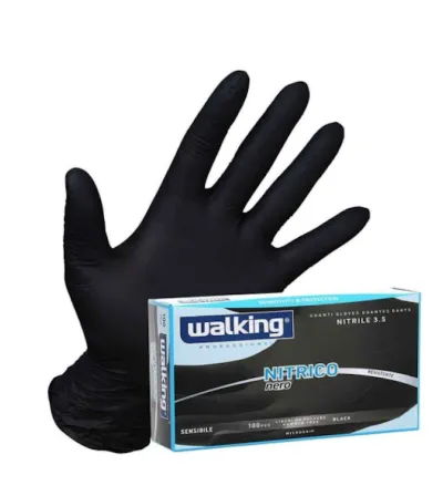 Walking Guanti Neri Nitrile Nitrico - Misura M